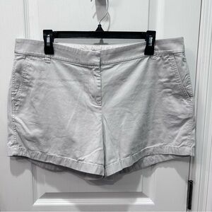 J. Crew Light Gray Women's Chino Shorts Size 14 Faux Back Pockets High Rise
